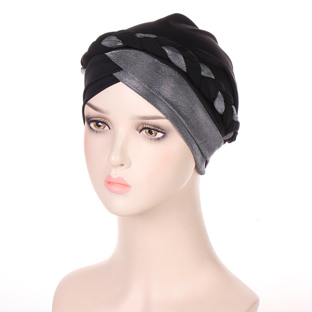 Multicolor Lurex Stitch Milk Silk Braid Headscarf Hat