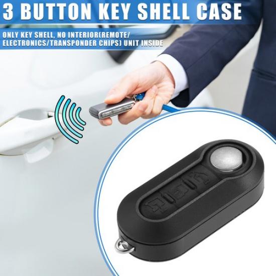 3 Button Keyless Entry Remote Key Shell Cover for Fiat 500 with Blade No Chip