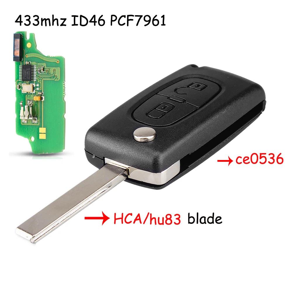 KEYYOU For Citroen C5 X7 C2 C3 C4 Grand Picasso Berlingo C6 C8 3 Buttons light Remote Car Key VA2/HCA 433Mhz ID46 CE0523 Ce0536