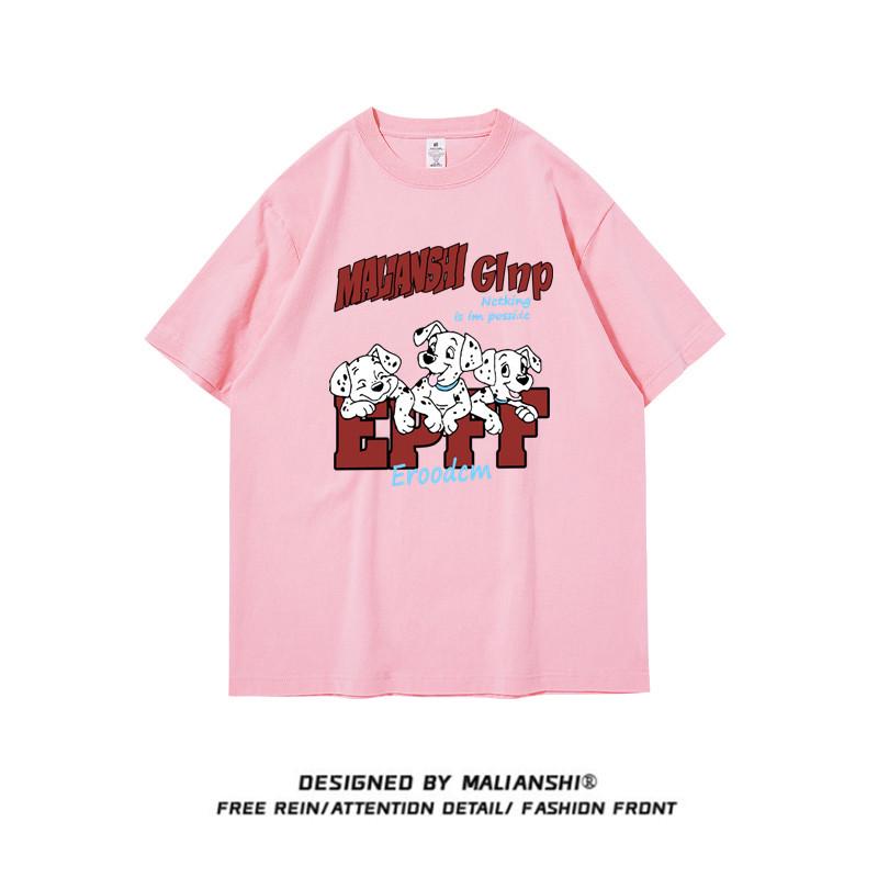 Women’s Plus Size Cartoon Couple Loose Fit Cotton T-Shirt
