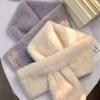 Soft Cross Scarf Solid Color Neck Warmer All‑match Plush Scarf  Autumn Winter
