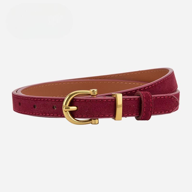 Frosted Reverse Velvet Cowhide Belt for Women Casual Style Alloy Pin Buckle Decorative Skirt Jeans Belt Genuine Leather Belt for Women