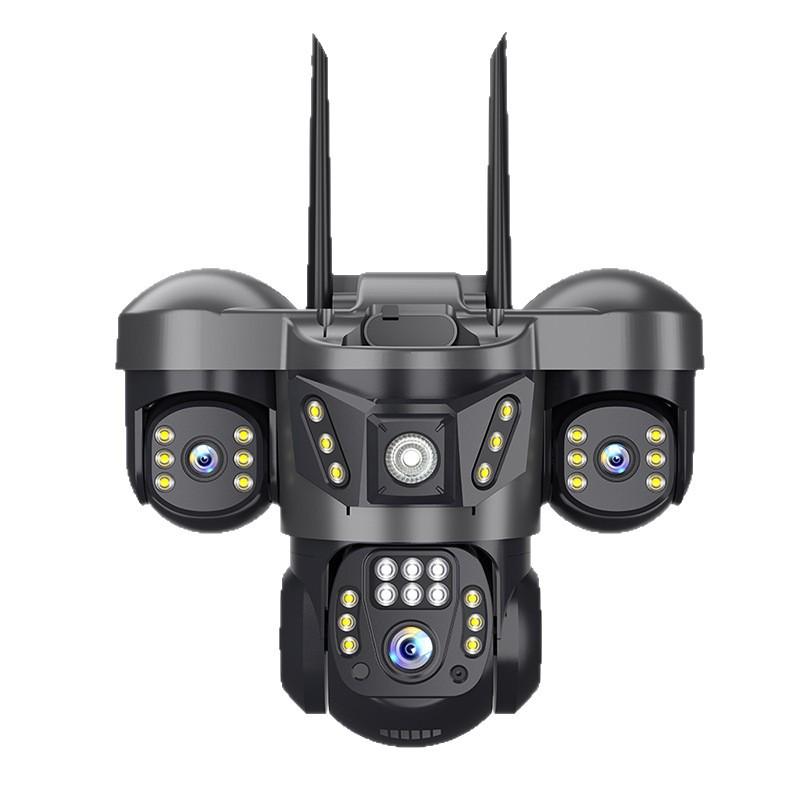 V380 Tri-Lens Home Monitor with Night Vision: 4G WiFi, Triple-Screen Surveillance Camera