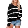 High Quality Women's Simple and Generous Tie-dye Striped Print Top Ladies Loose Long-sleeved Round Neck T-shirt