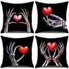 Niche Valentine's Day Skeleton Hand Love Pillow Case Line Cushion Pillow Household Sofa Pillow Case