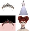 Alice In Wonderland Queen Of Hearts Cosplay Dress For Adults With Red Crown And Fabric Skirt Scene Costume
