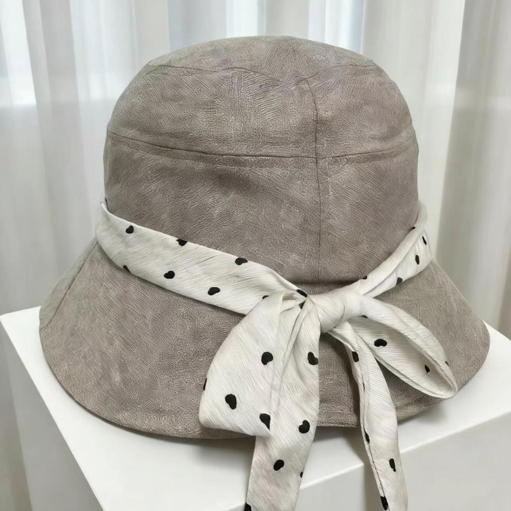 New butterfly polka dot streamer spring and summer outdoor travel anti-sun hat sun hat new ultraviolet sunshade bucket hat