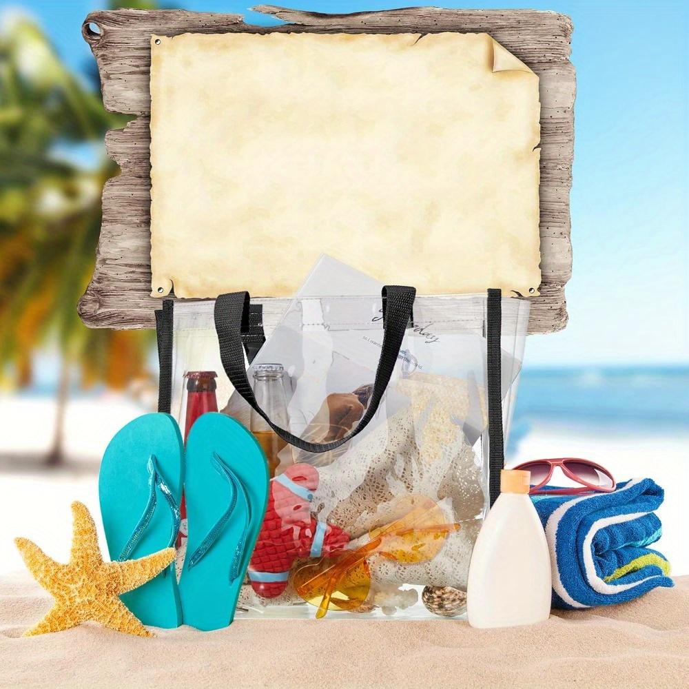 4pcs Clear Tote Bags Large Clear Plastic Tote Bag with Handles for Work Sports Stadium Beach Birthday Handbag Wrapping Bags