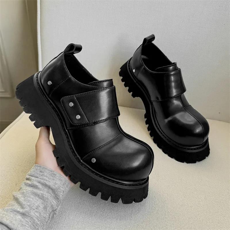Men Genuine Leather Thick Bottom Shoes 2025 New Party Sports Office Shoes Casual Leather Outdoor Designer Walking Shoes