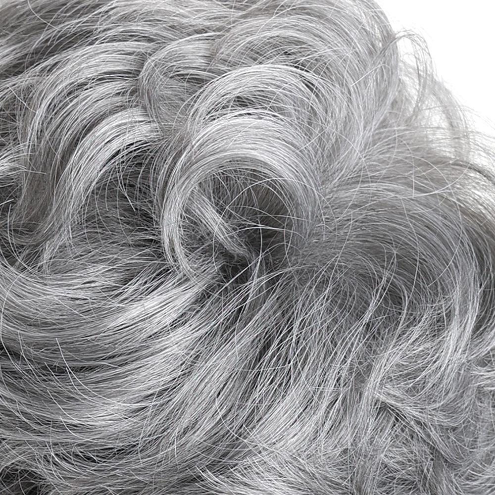 Parrucca Corta Riccia Ondulata Grigio Argento per Capelli con Frangia Sintetica Soffice per Uso Quotidiano Cosplay Fibra Resistente al Calore