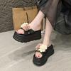 Fashion High Heel Beach Slippers Women Outdoor Wear Thick Bottom Platform Sandals Summer Floral Slippers EVA Material Korean Style