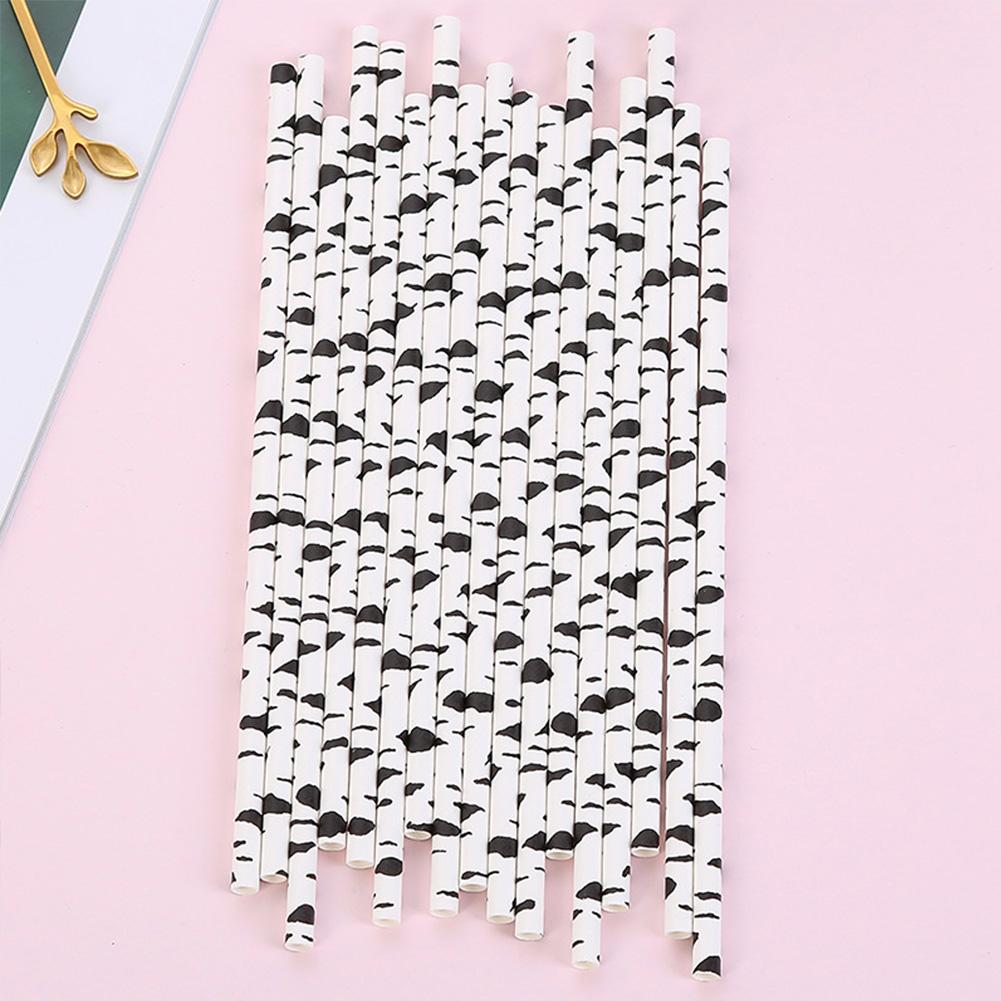 25 Stick Disposable Paper Straws Party Dessert  Decoration Handmade Environmental Straw