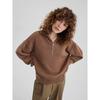 Knitted Lady'S Sweater Stand Collar Drop Shoulder Sleeves Loose Oversized Zippers Fluffy Pullover Autumn Casual Jumper