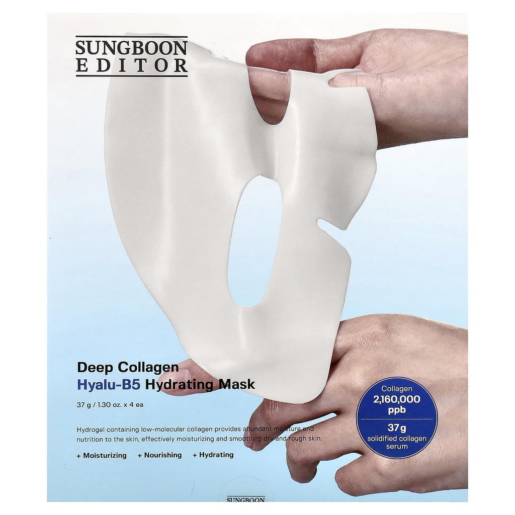 SUNGBOON EDITOR Tiefenwirksame Kollagen Hyaluronsäure-B5 Feuchtigkeitsspendende Schönheitsmaske, 4 Stück, 37g (1.30oz) Jeder