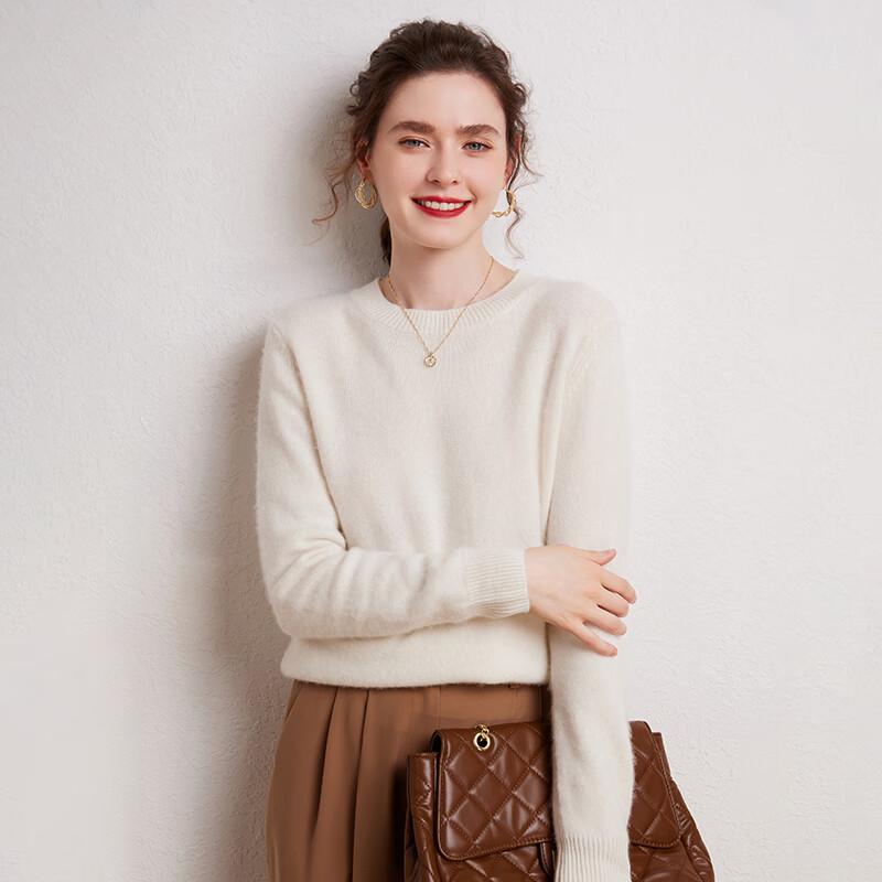 Fanzhen Women's 100% Cashmere Round Neck Sweater
