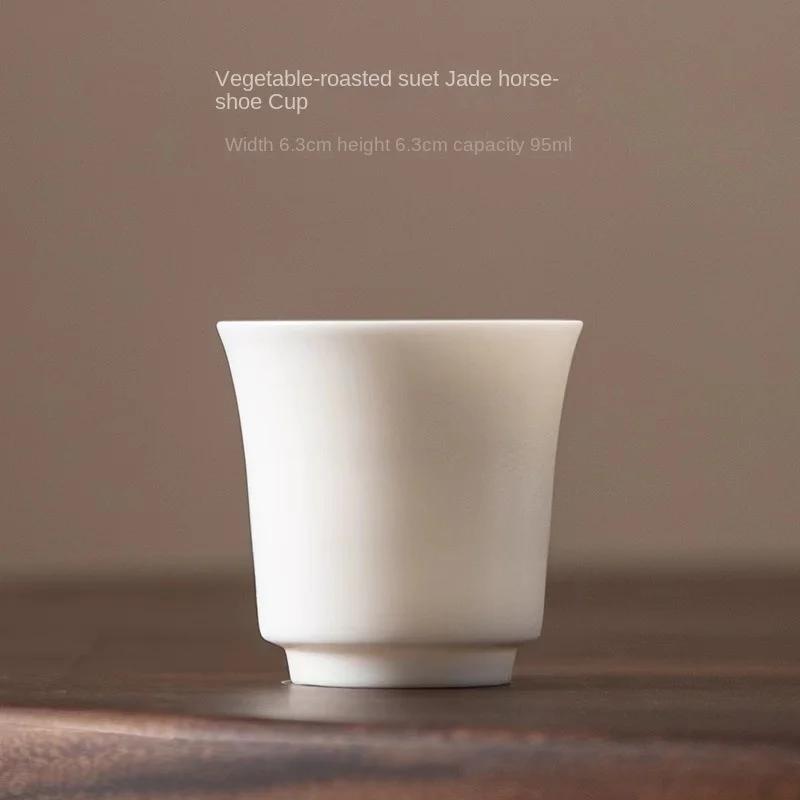 

Plain Roast Mutton Fat Jade Small Teacup Dehua Kung Fu Tea Cup Teacup White Porcelain Master Cup Pure White Single Cup