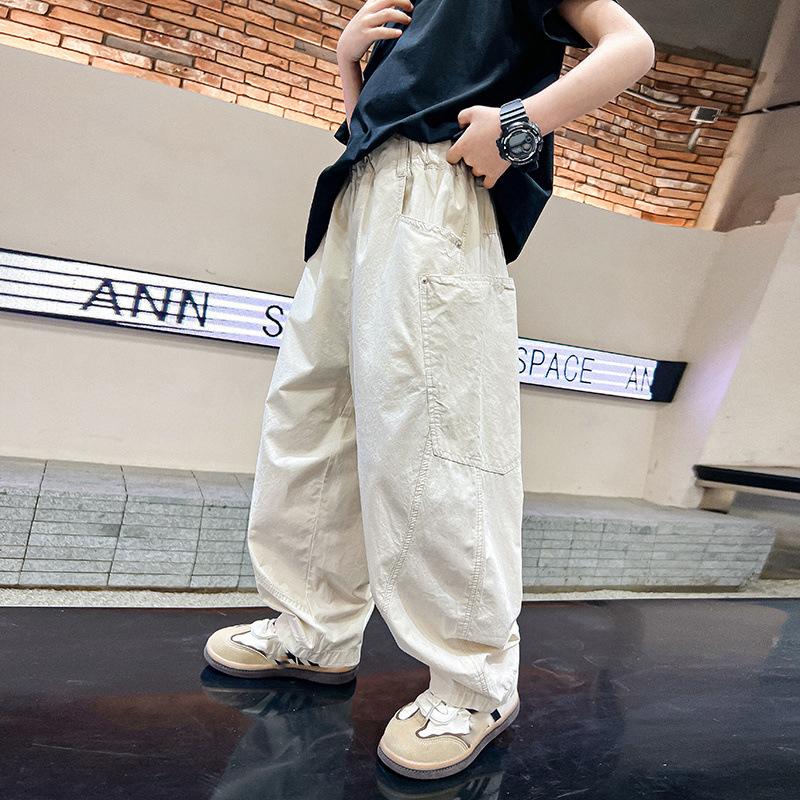 

Boys Thin Pants Spring Autumn Loose Work Trousers Children s Solid Kids Casual Sweatpants New Fashion Pockets Underwear 110