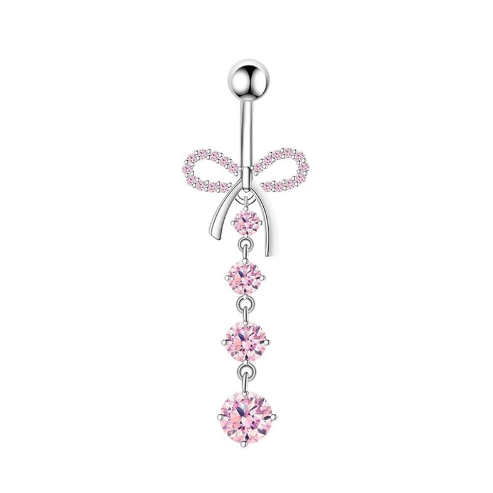 Heart Shape Belly Button Ring Pink Zircon Dangle Belly Ring Navel Piercing Jewelry  Body Jewelry