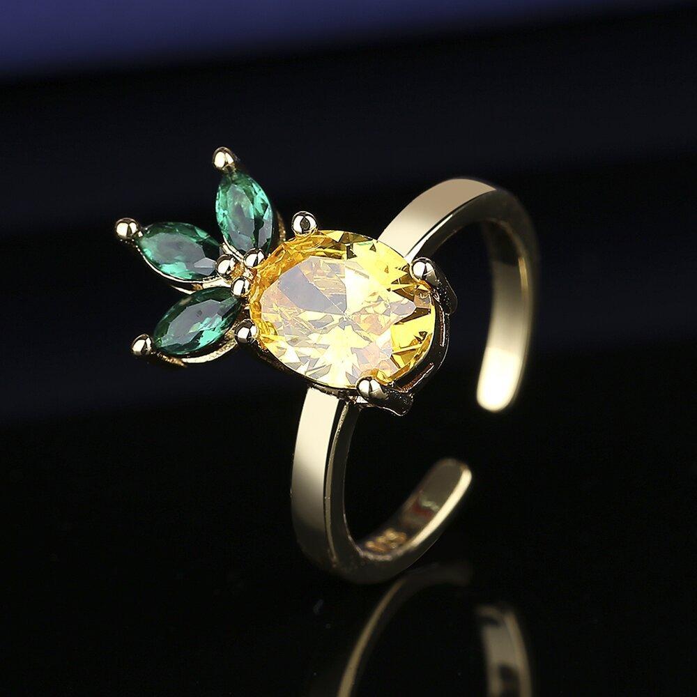 New Three-piece Set High-end Luxury Set, Citrine Pineapple Gold-plated Earrings Necklace Jewelry