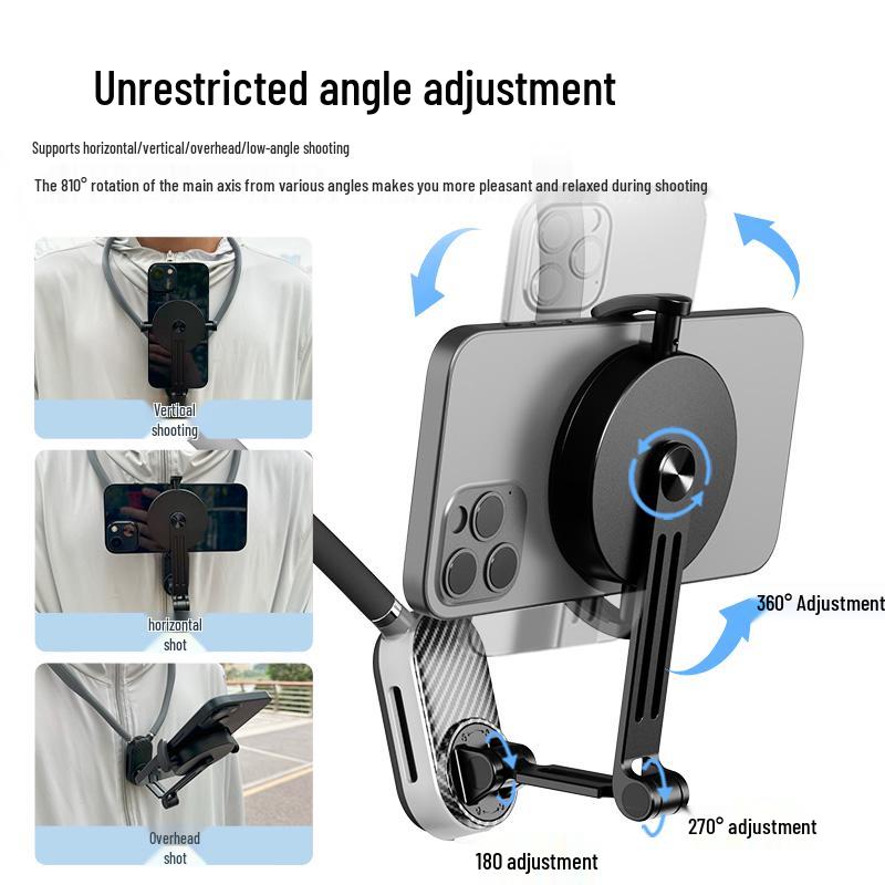 Magnetic Phone Neck Holder for Live Streaming: Shockproof, Anti-shake, Chest Mount for Cycling, First-Person View Shooting