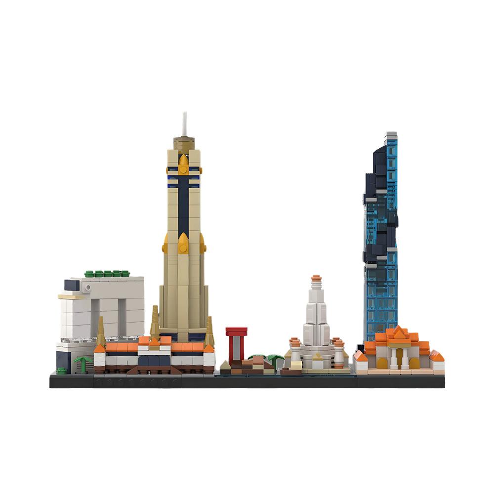 MOC Bangkok Skyline Building Blocks Model Bangkok Skyline Architectural Street View Bricks Assembly Toys Kids DIY Birthday Gifts