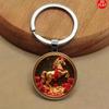 Zodiac Animal Horse Pattern Circular Pendant Keychain Backpack Hangings Decoration Gifts