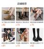 2025 autumn and winter new leather boots women's short boots round head thick heel low heel pleated pile boots western cowboy boots