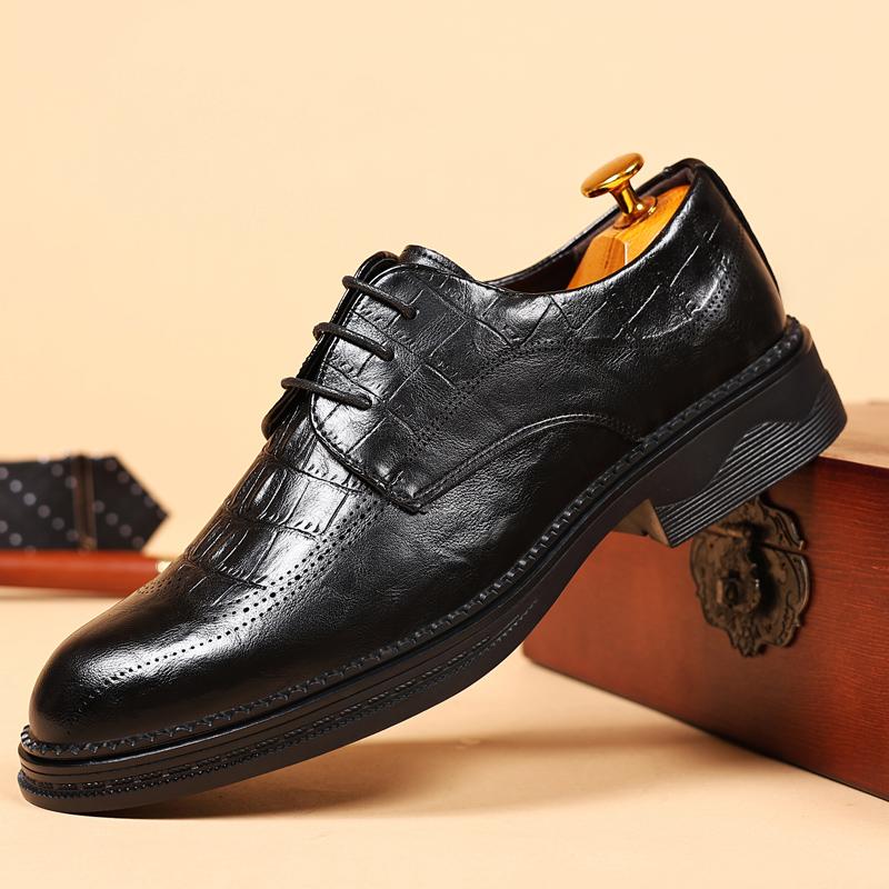 

Черные кожаные туфли для мужчин классические ретро повседневные слипоны формальные офисные МУЖСКАЯ ОБУВЬ деловые туфли JZ-1886 44 чёрный