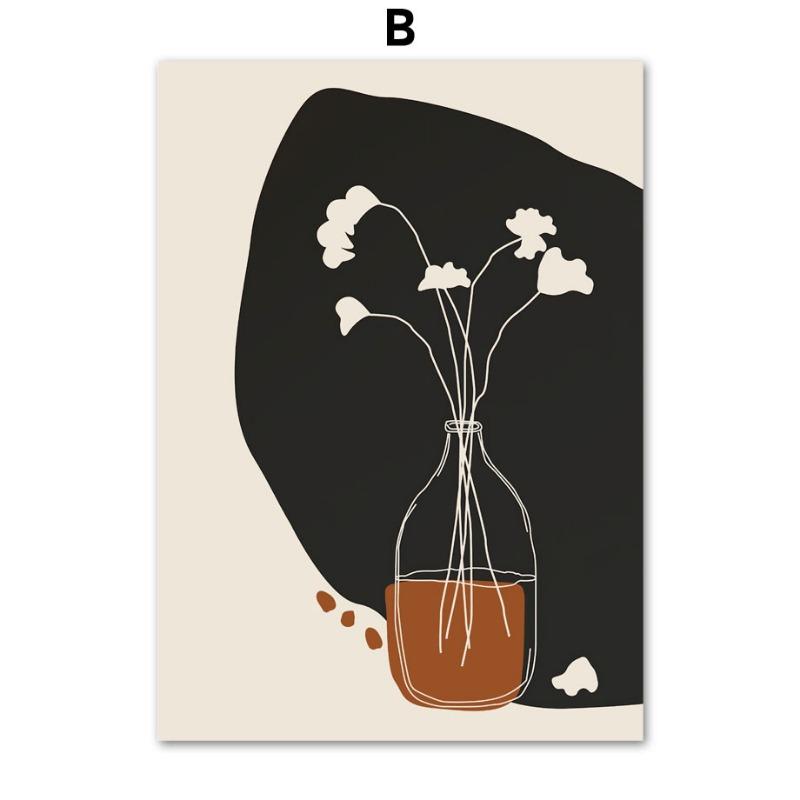 

Bohemia Matisse Girl Rainbow Leaf Flower Coffee Abstract Posters Prints Wall Art Canvas Painting Pictures for Living Room Decor 21cm×30cm NoFrame