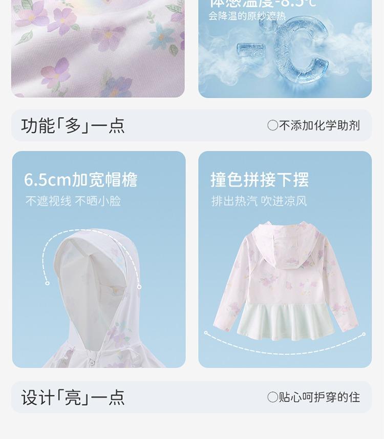 David Bella Girls' UV Protective Jacket Summer New Style Children's Cool Sunshade Jacket Women's Treasure Sunscreen Clothing