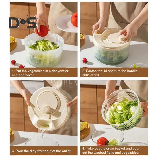 Hocheffizienter Salatschleuder-Gemüse-Dörrautomat mit Griff, BPA-frei, einfach zu verwendende manuelle Gemüsesalatschleuder, Abtropfkorb