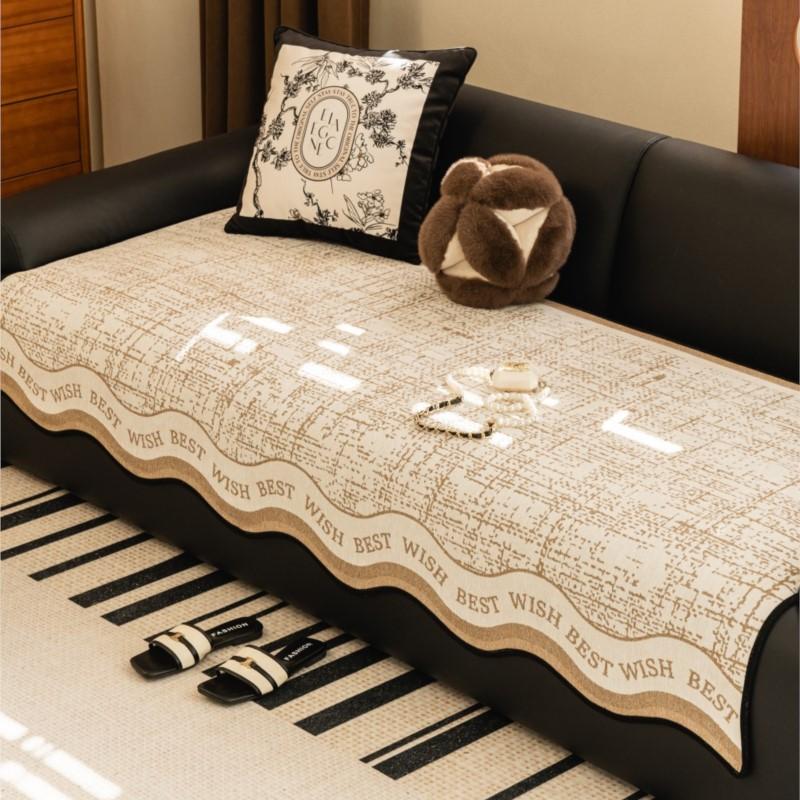 Winter Retro Chenille Sofa Cover Non-Slip Couch Slipcover Protector Universal Irregularity Letters Fleece Sofa Cushion