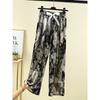 New Ice Silk Ink Pants Versatile Retro Straight Wide-Leg Pants Slim Plus Size Drape Chiffon Pants High Waist Casual Pants
