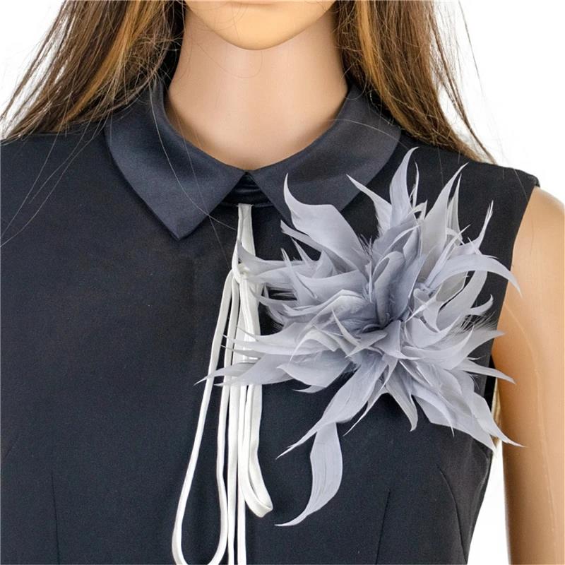 

Модная тканевая брошь-перо из ткани, корсаж с цветком, изысканная булавка на лацкан для женщин, аксессуары, ювелирные изделия для свадебной вечеринки серый