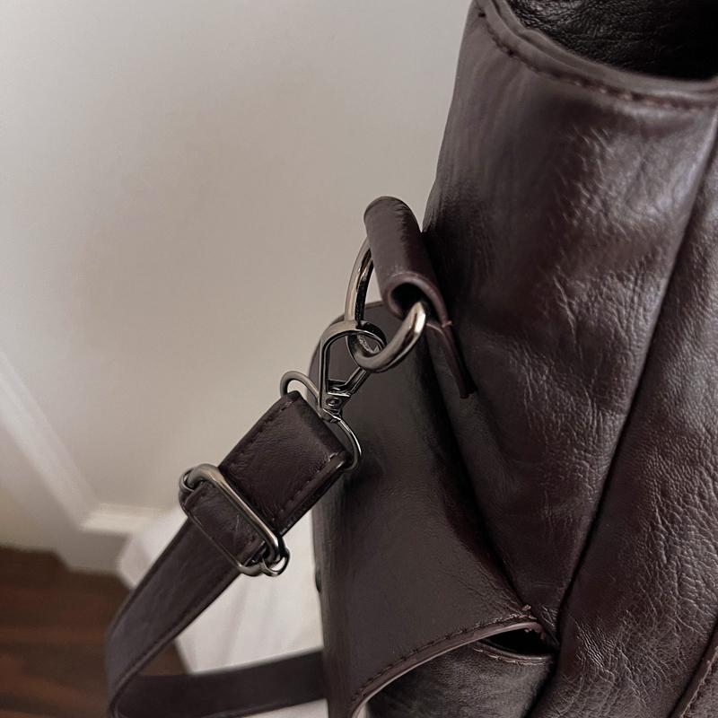 Faux Leather Tote Bag with Dual Zipper Pockets Adjustable Shoulder Strap Women's Everyday Fashion Handbag