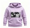 Funny Aesthetic Black‑and‑White Gang Cat Photo Graphic Kids Hoodie Loose Oversized Pullover Boys Girls Casual White Sweatshirt
