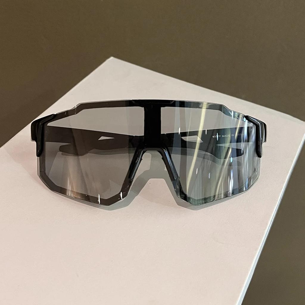 Oversize Monoblock Sunglasses Men Fashion Mirror Sports Goggle for Skiing Trendy Women Anti-UV Outdoor Hiking UV400 Sun Glasses