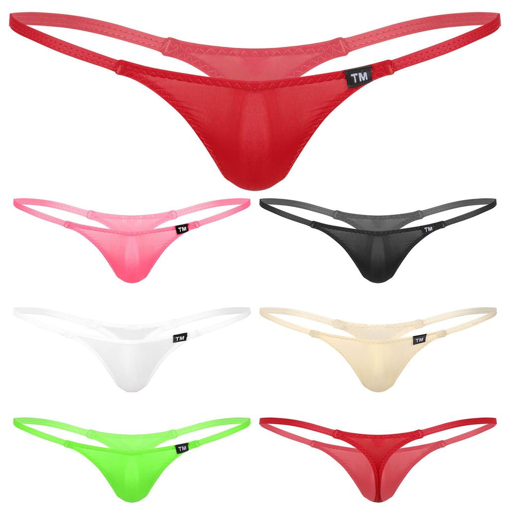 Mens Low Rise Thong Underwear Solid Color Elastic Waistband G String Soft Stretch Fabric for Daily Comfort Fit