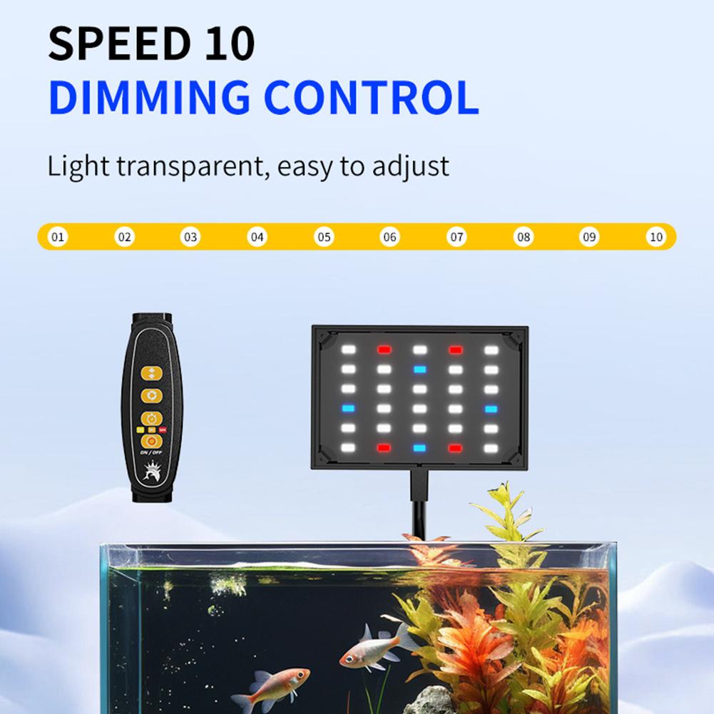 LED Aquarium Light Fish Tank Lighting with Adjustable Brightness 360° Rotation USB Clamp Lights for Fish Aquatic Pet Supplies