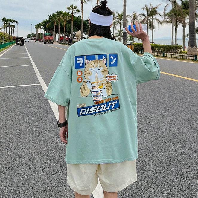 Streetwear Summer Cotton Women's T-shirt Short Sleeve Casual Harajuku Cartoon Printing Oversized T Shirts For Girls