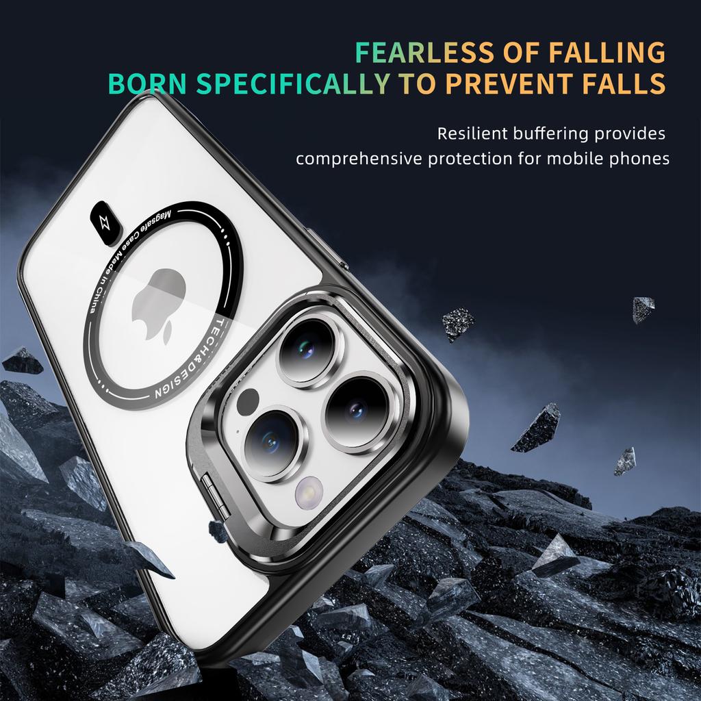 For iPhone 13 Pro 6.1 inch Cell Phone Case Camera Kickstand Anti-scratch Cover Compatible with MagSafe