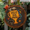 2D Flat - 1pc Round French Aluminum Sign, Vintage Decorative Plaque About "Happy Father'S Day", "Father'S Day Gift" Decorative Sign, Suitable for Dad