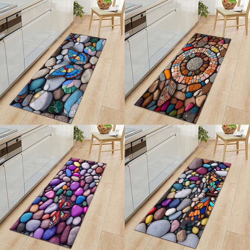 Colorful Pebble Pattern Non Slip Kitchen Floor Mat Waterproof Door Mat for Home Decor