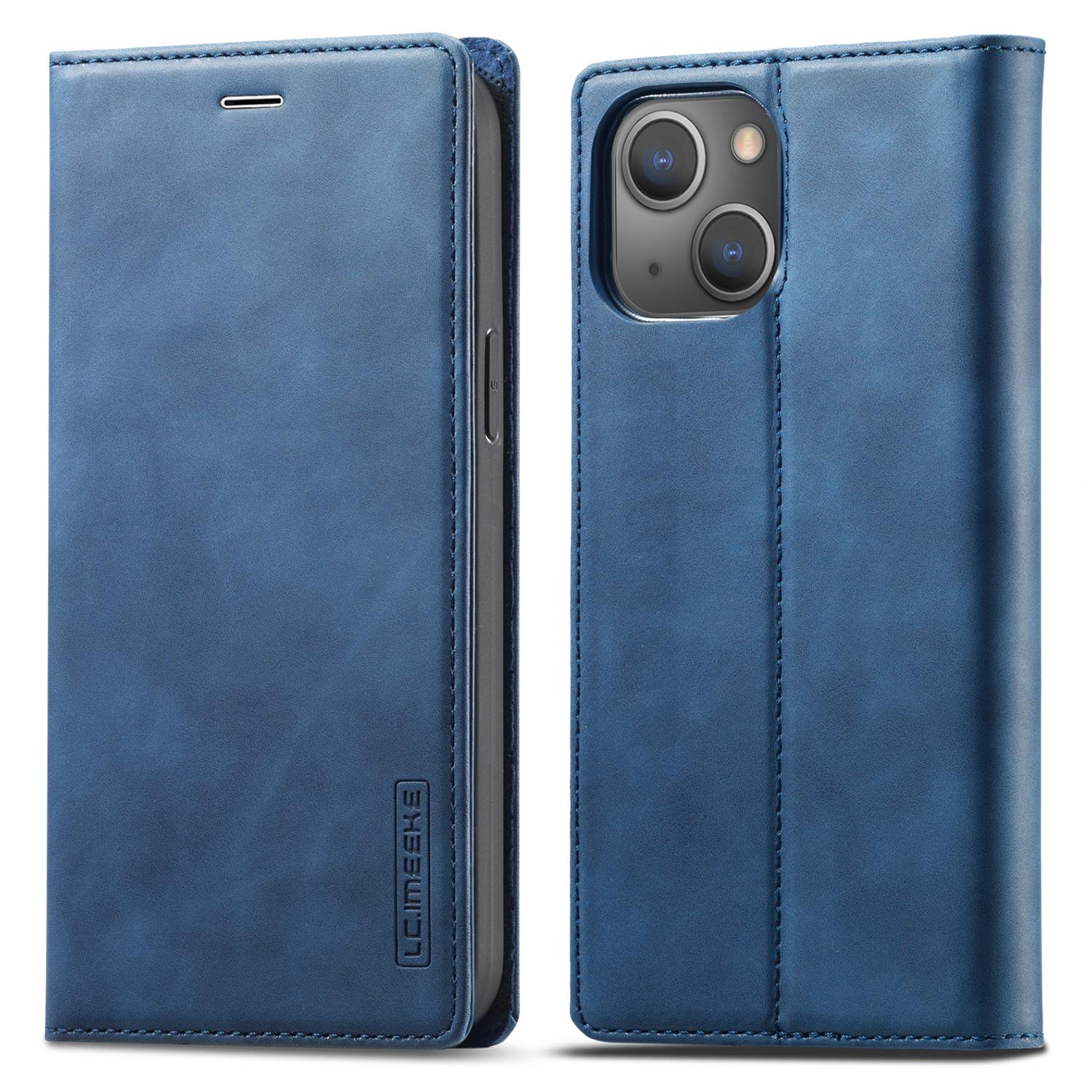 

LC.IMEEKE Cell Phone Case for iPhone 15 Plus,Stand Wallet Magnetic Closure Microfiber Leather Phone Cover Blue