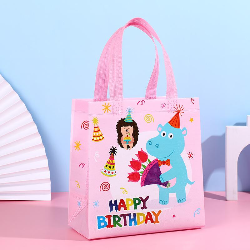 StoBag, Happy Birthday Party Gift Non Woven Bags, For kids Birthday Supplies, Fun, Reusable, Eco-Friendly, Packing Goodies
