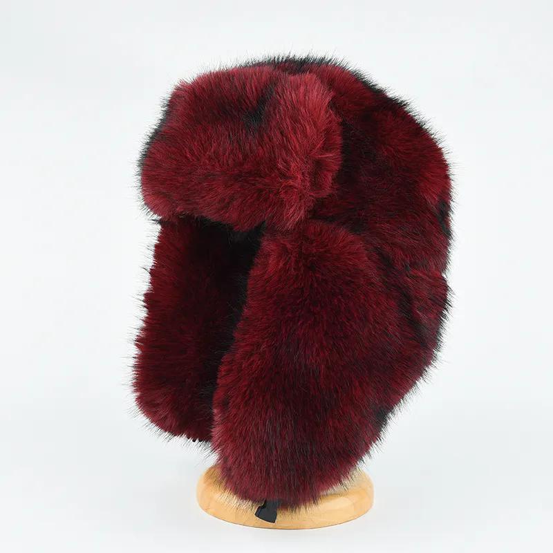 WTEMPO Faux Fur Plush Bomber Hats for Couple Winter Cold-proof Windproof Thickened Ear Protection Warm Hats
