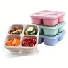 Wheat Straw 4‑Compartment Bento Box Separated Grid Snack Container Portable Refrigerator Fresh‑Keeping Lunch Box
