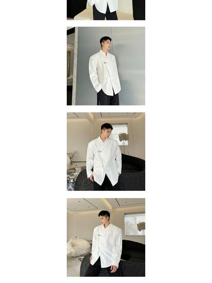 23 Spring/Summer Asymmetrical Metal-Decor Loose Casual Shirt S211-585