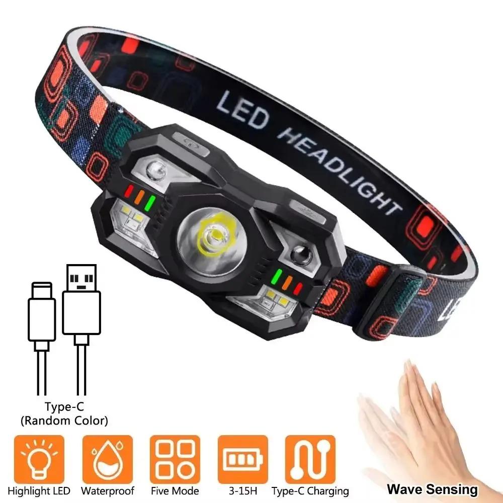 LED Light IR Motion Sensor Head Lamp Waterproof Rechargeable Rechargeable Headlight Waterproof Head Flashlight Fishing
