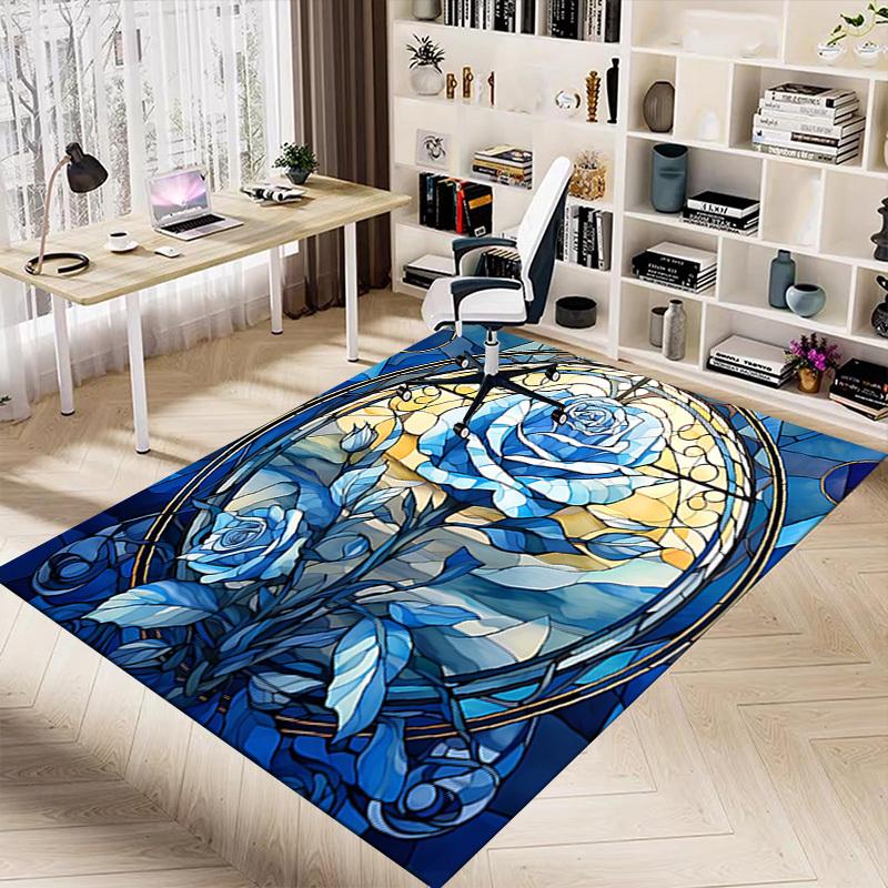 1PC Stained Glass Rose Extra Large Non Slip Floor carpet, Office, family, bedroom Large Area Rug Indoor Rugs, Vibrant Colors